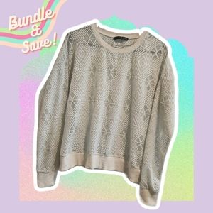 Atmosphere Geometric Mesh Cut Out Pullover Jumper Sweater in White UK 12